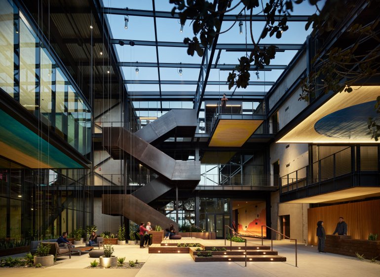 The Press atrium at night